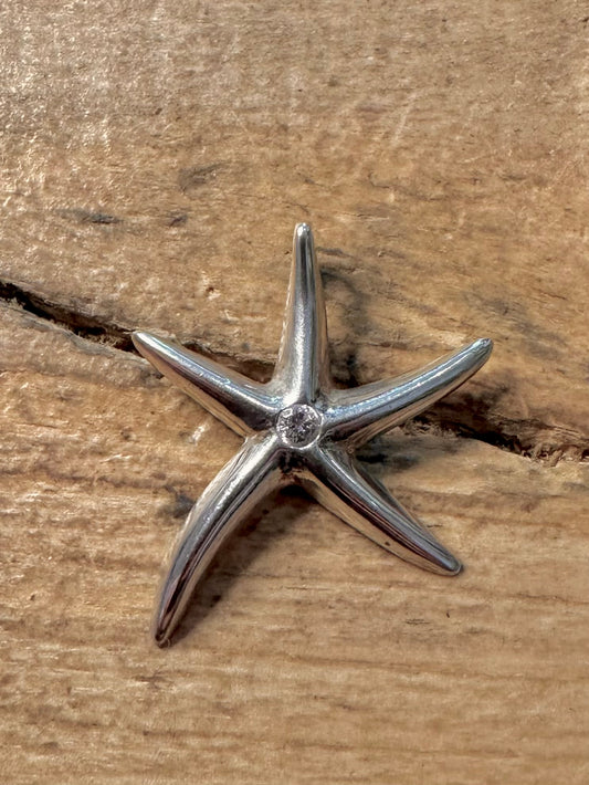 Modern CZ Starfish 925 Silver Pendant