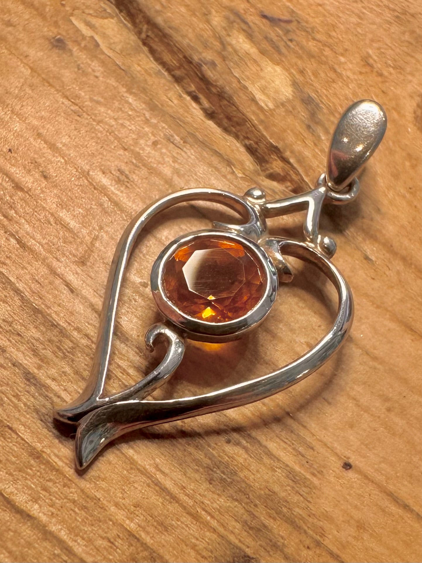 Vintage Citrine 925 Silver Pendant