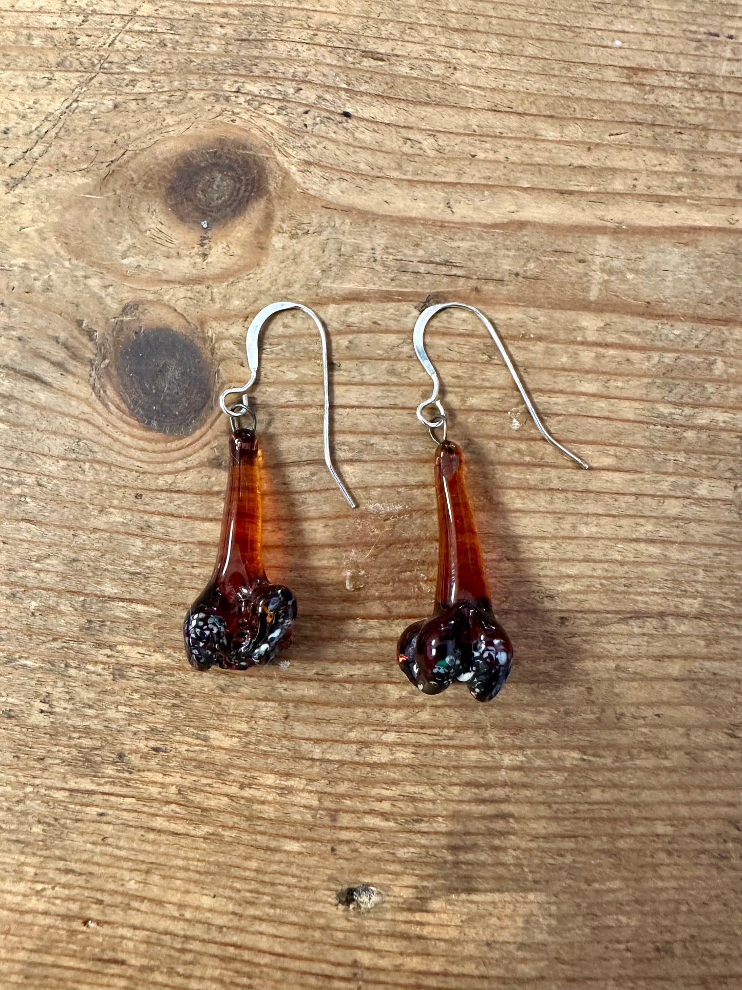 Abstract Glass Dangle 925 Silver Earrings
