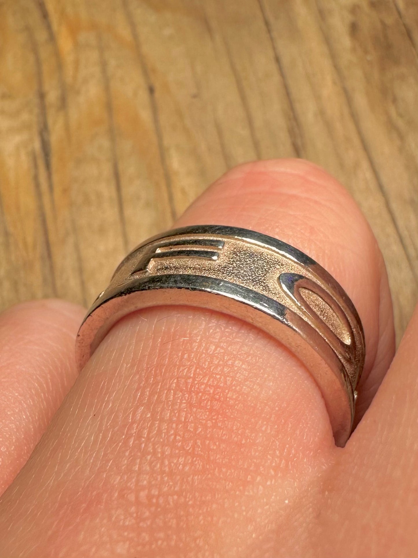Vintage FOSSIL Band 925 Sterling Silver Size O1/2 Ring