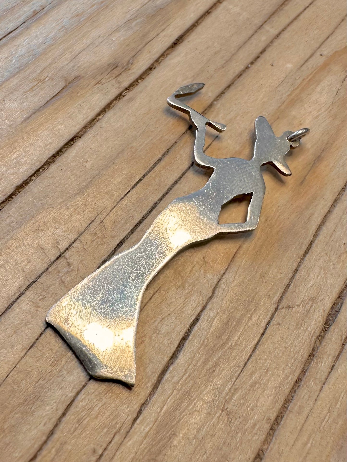 Vintage Smoking Lady 925 Silver Pendant