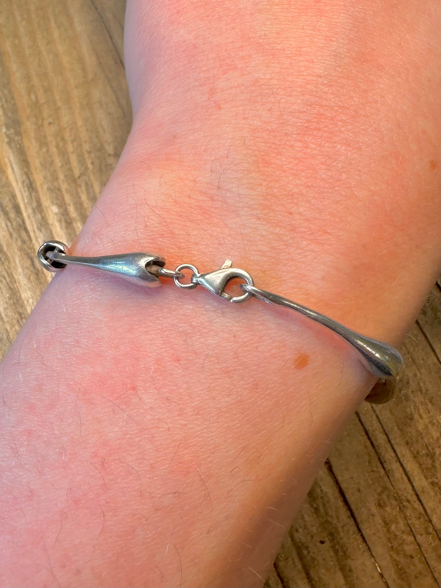 Abstract Teardrop Link 925 Sterling Silver 7.4 inch Bracelet