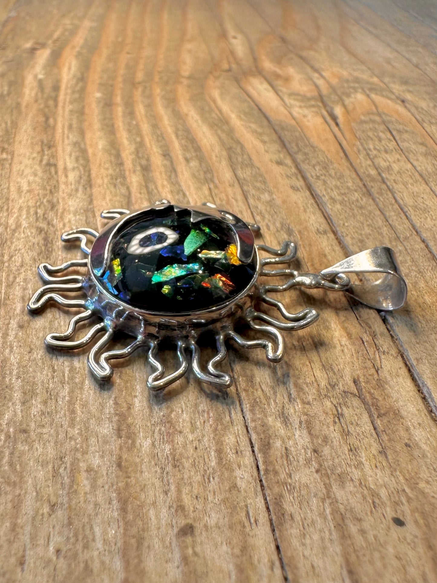 Sonne und Mond Konfetti 925 Sterlingsilber Anhänger