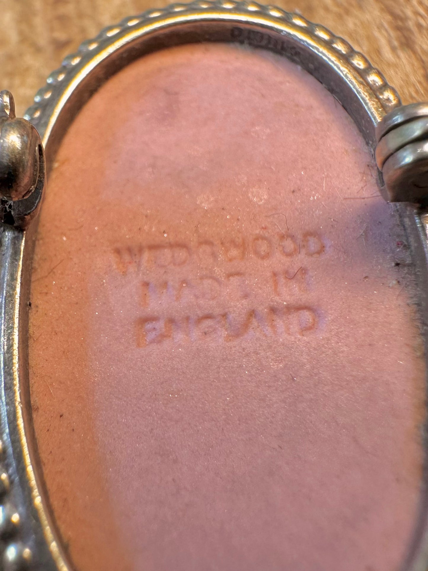 Wedgwood Pink Cameo Made in England Gold on Silver Brooch