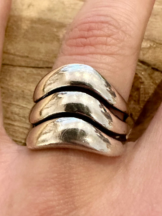 Abstract Layer 925 Silver Size T Ring