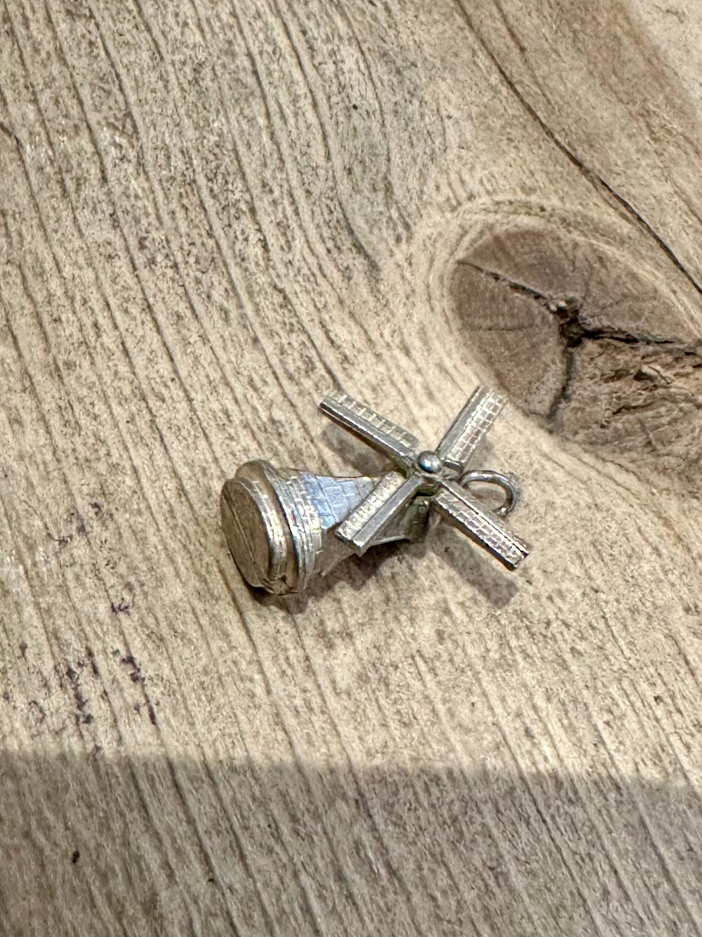 Vintage Spinning Windmill 925 Silver Charm Pendant