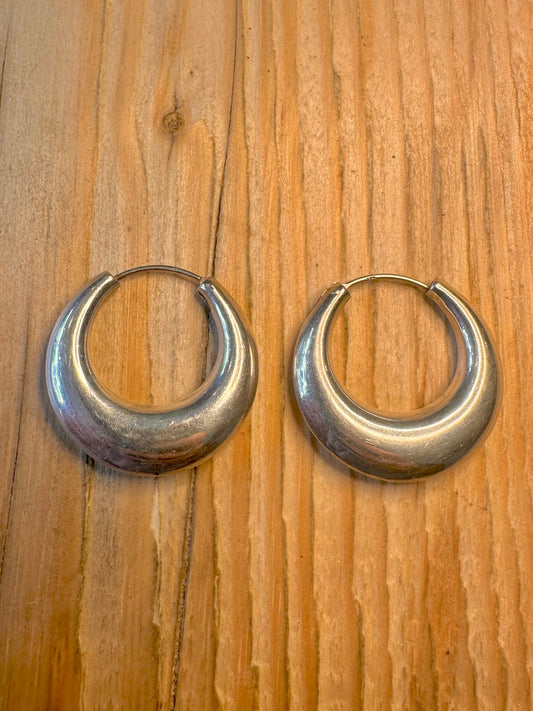 Vintage Chunky Hoops 925 Sterling Silver Earrings