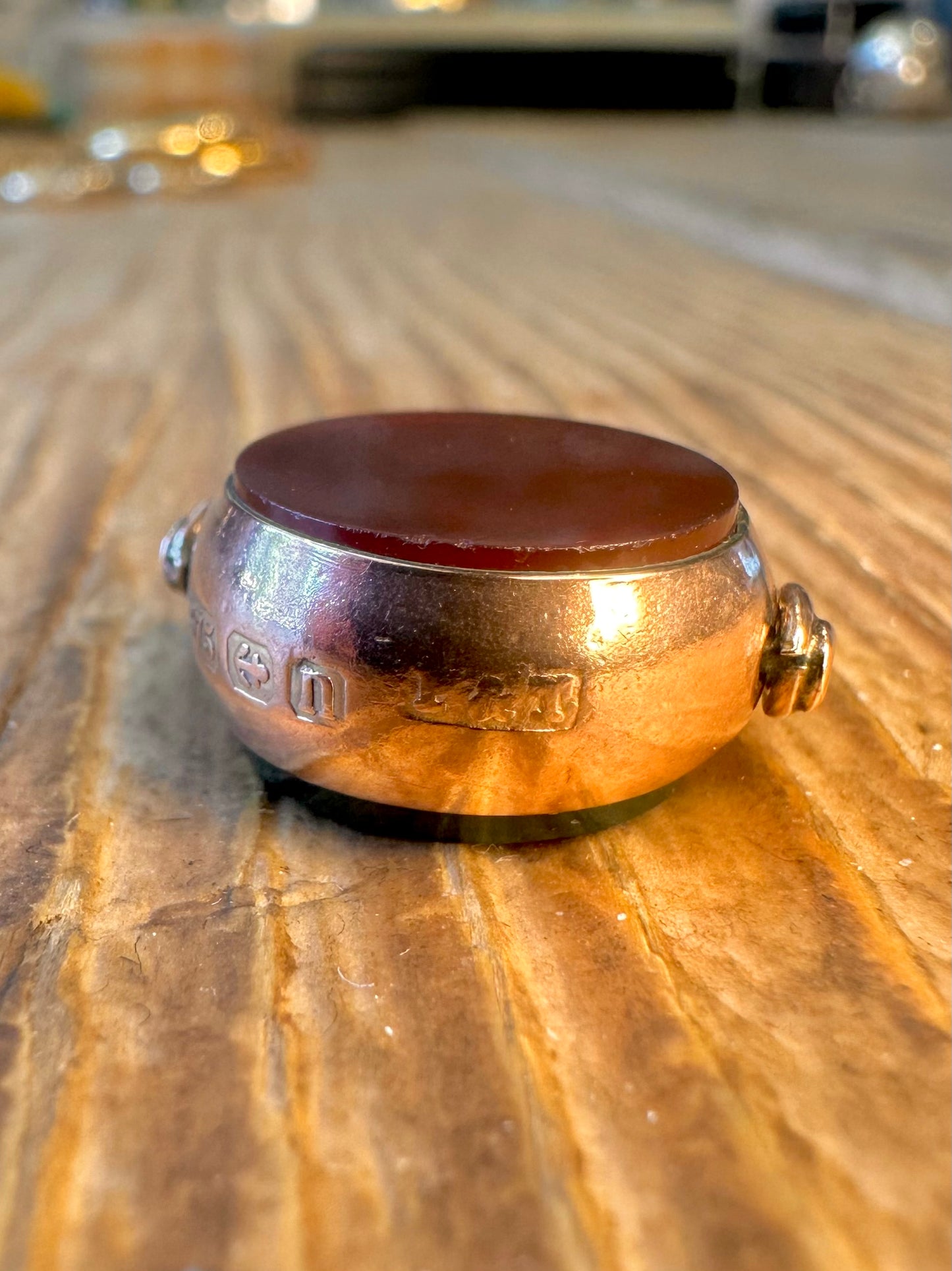 Antique 1912 9ct Gold Spinning Fob Carnelian and Bloodstone Pendant