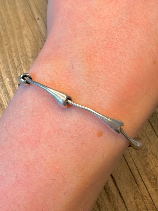 Abstract Teardrop Link 925 Sterling Silver 7.4 inch Bracelet