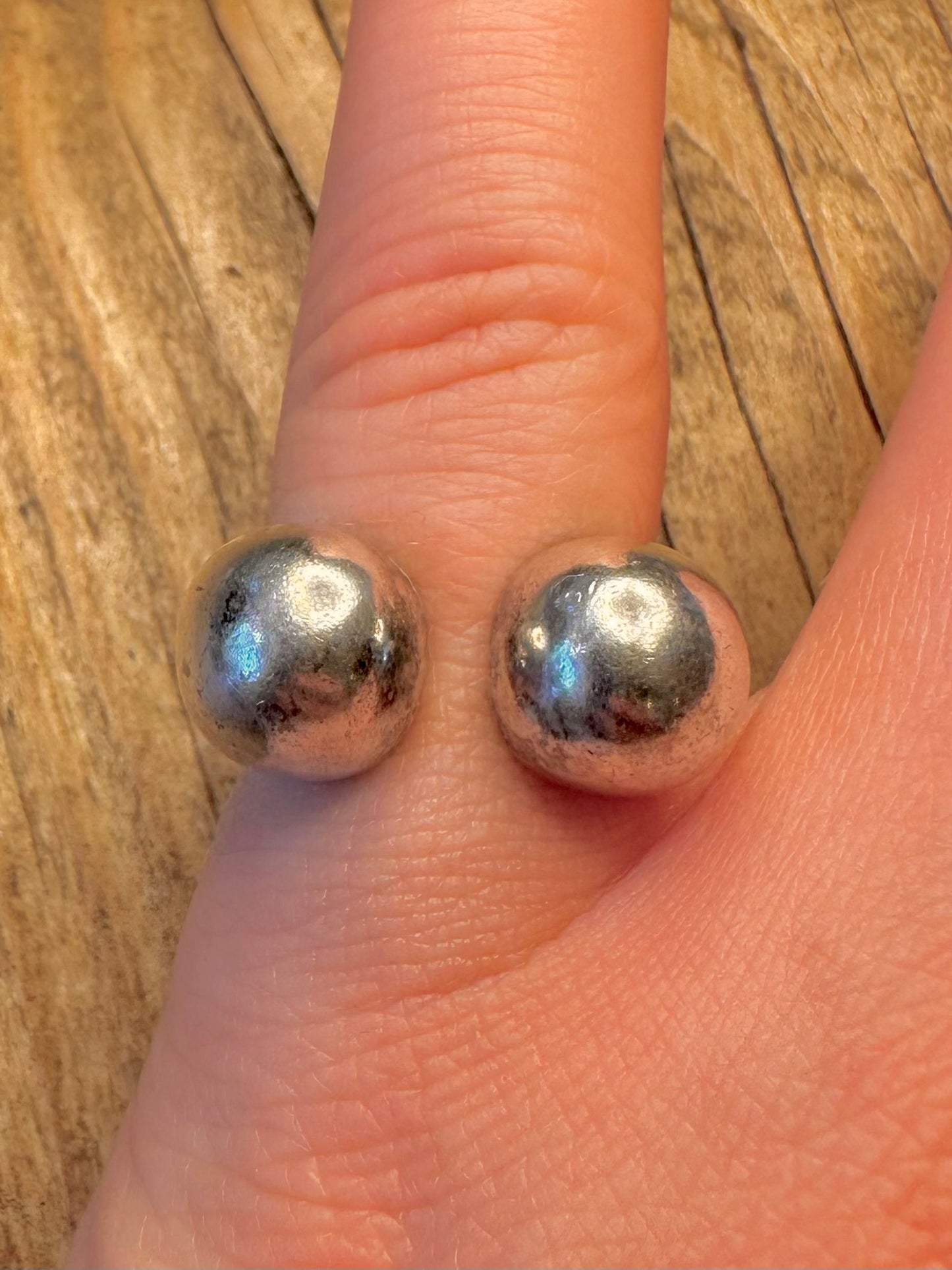 Abstrakter modernistischer kugelförmiger Ring aus 925er Sterlingsilber Größe K
