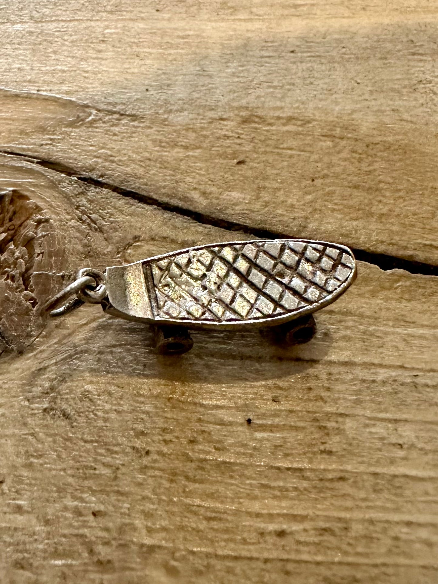 Vintage Skateboard 925 Silver Charm Pendant