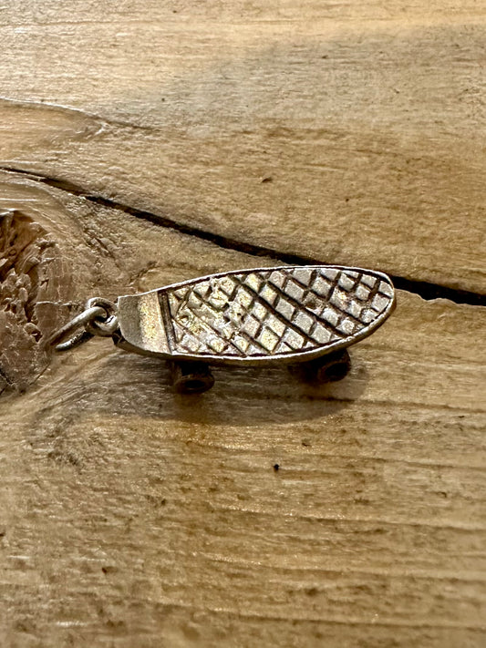 Vintage Skateboard 925 Silver Charm Pendant