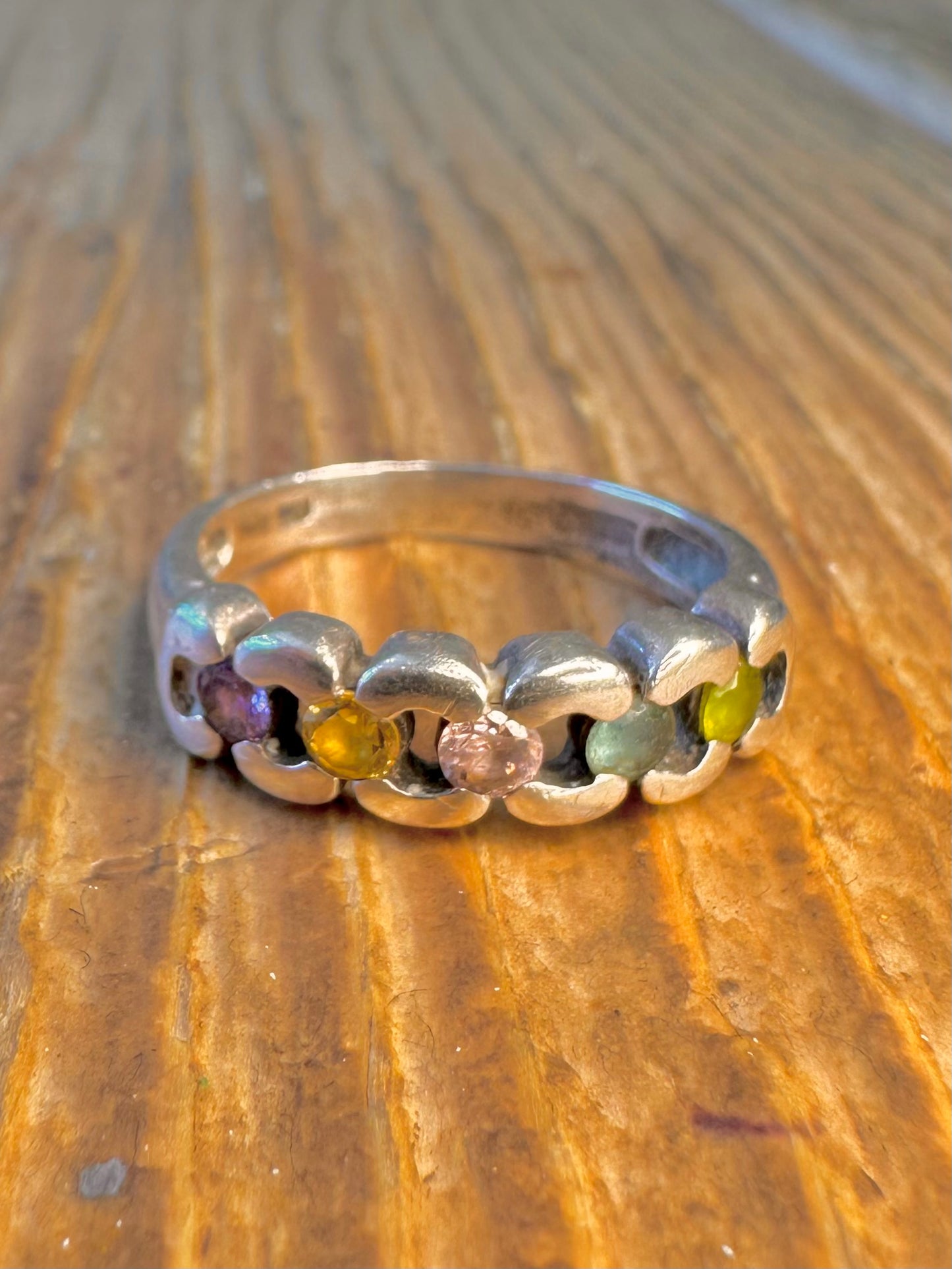 Multi Gemstone 925 Sterling Silver Size O Ring