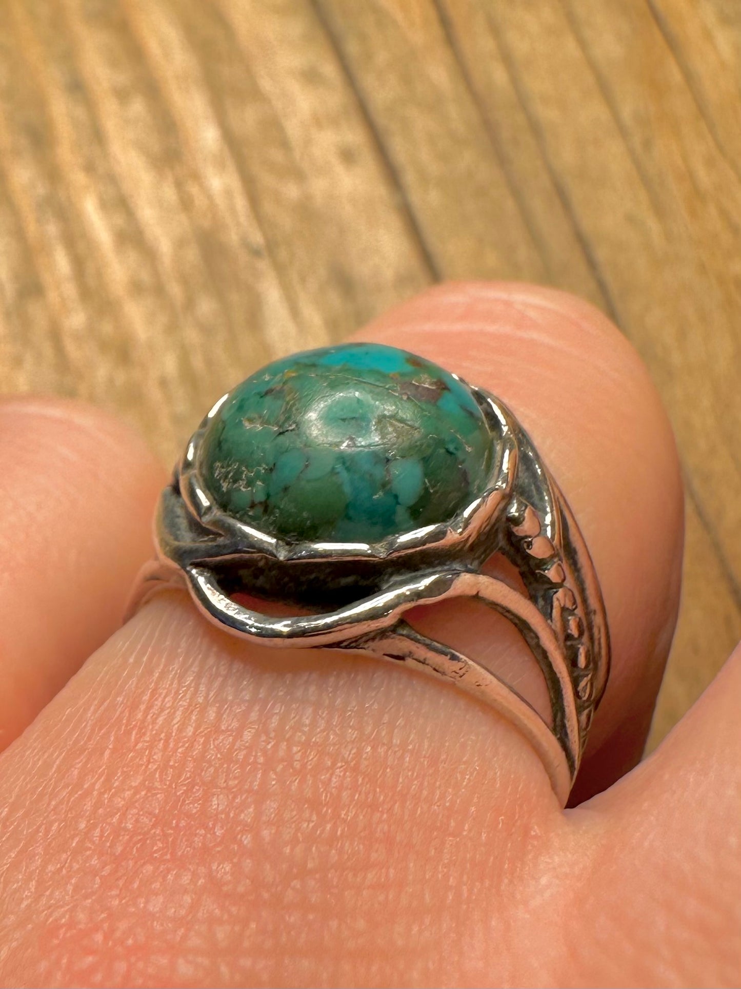 Vintage Turquoise Navajo 925 Sterling Silver Size O1/2 Ring