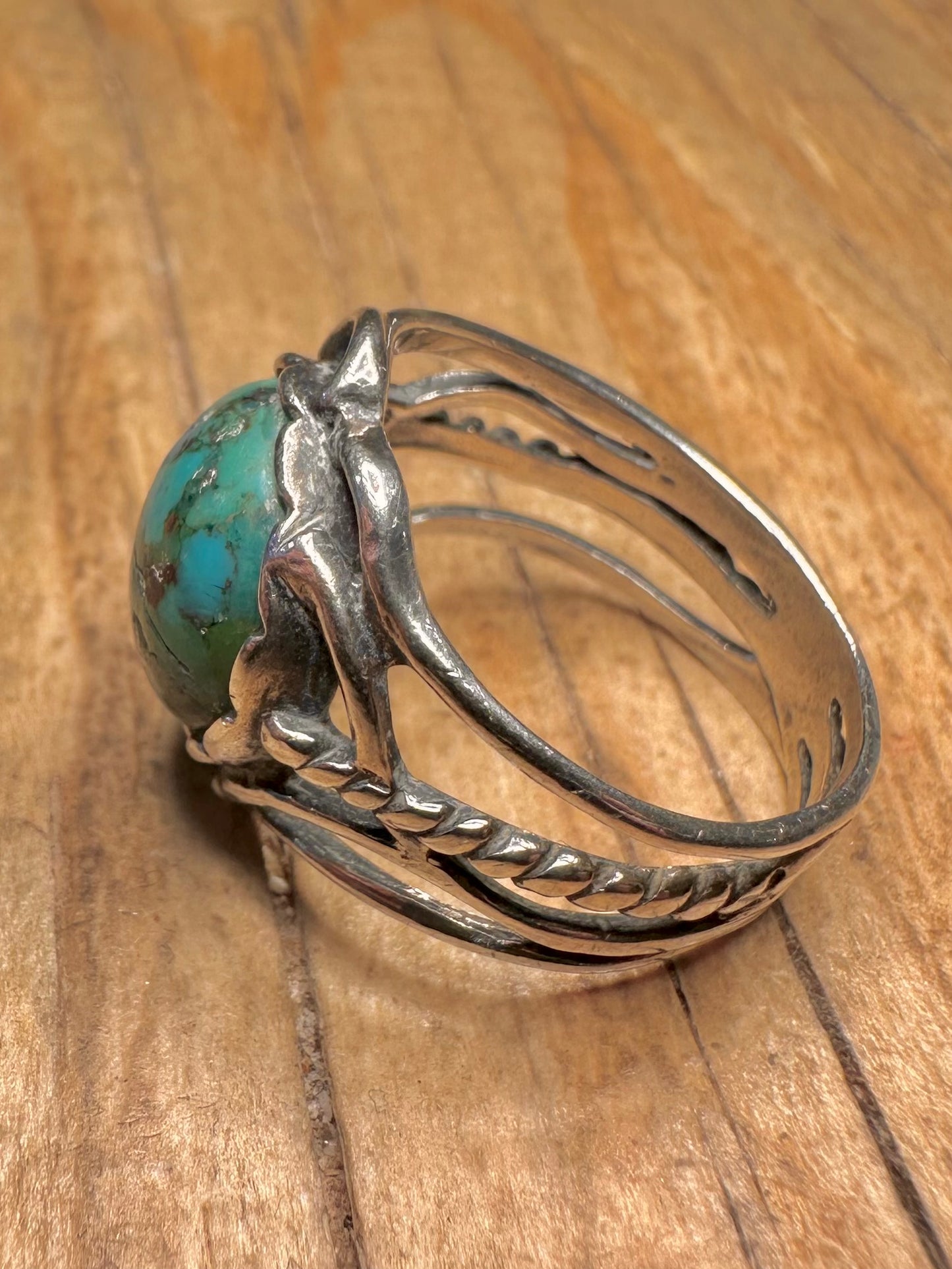 Vintage Turquoise Navajo 925 Sterling Silver Size O1/2 Ring