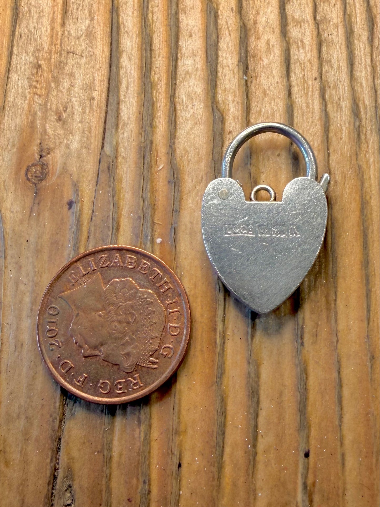 Large Heart 1959 Padlock Maker L&Co Birmingham 925 Sterling Silver Pendant