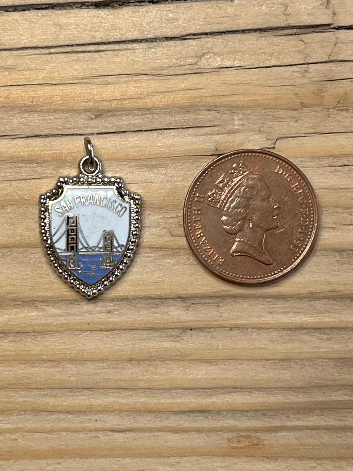 Golden Gate San Francisco Shield 925 Sterling Silver Pendant