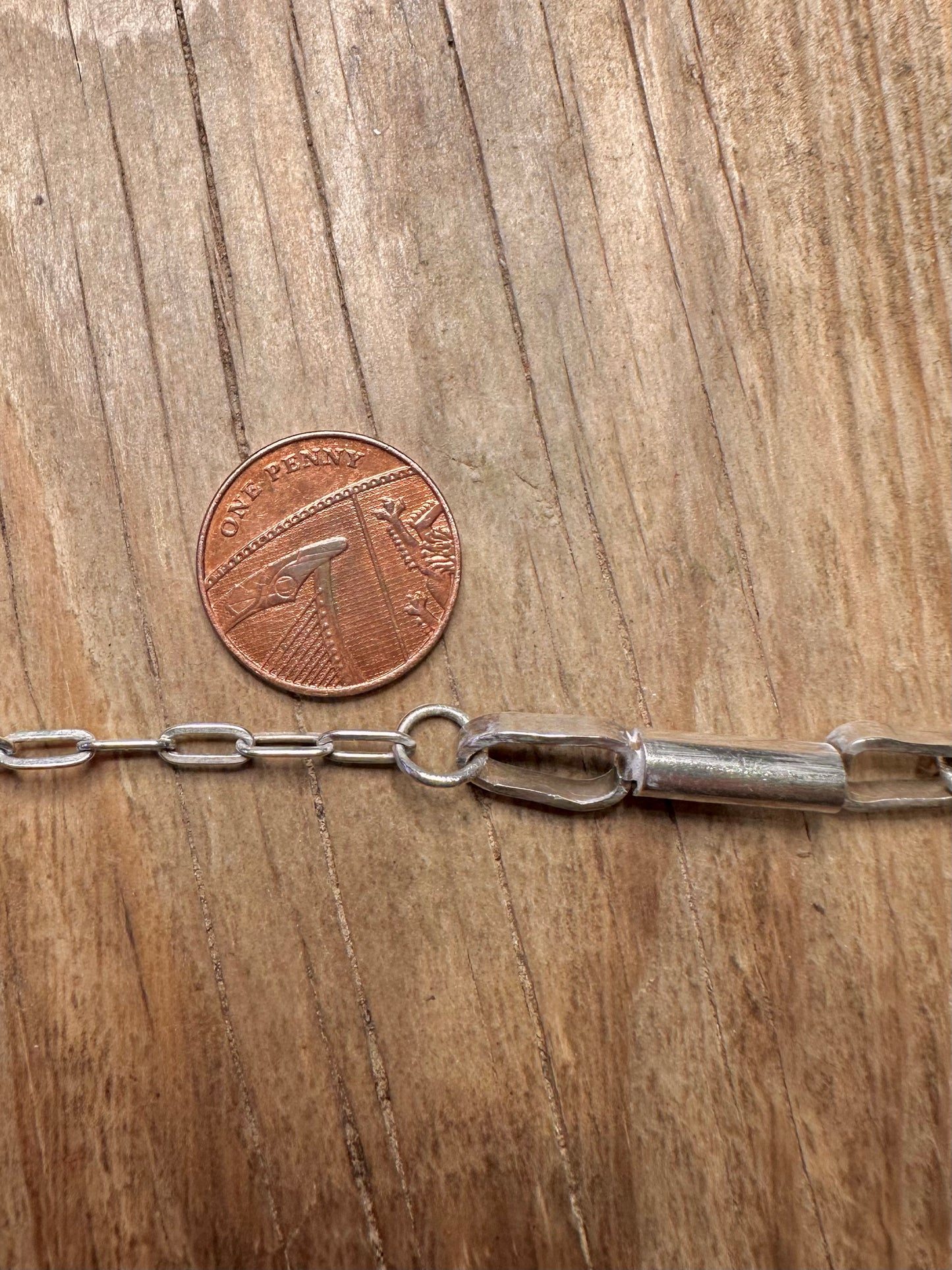 Abstract Paper Link Cylinder Handmade 925 Sterling Silver 17.5 inch Necklace