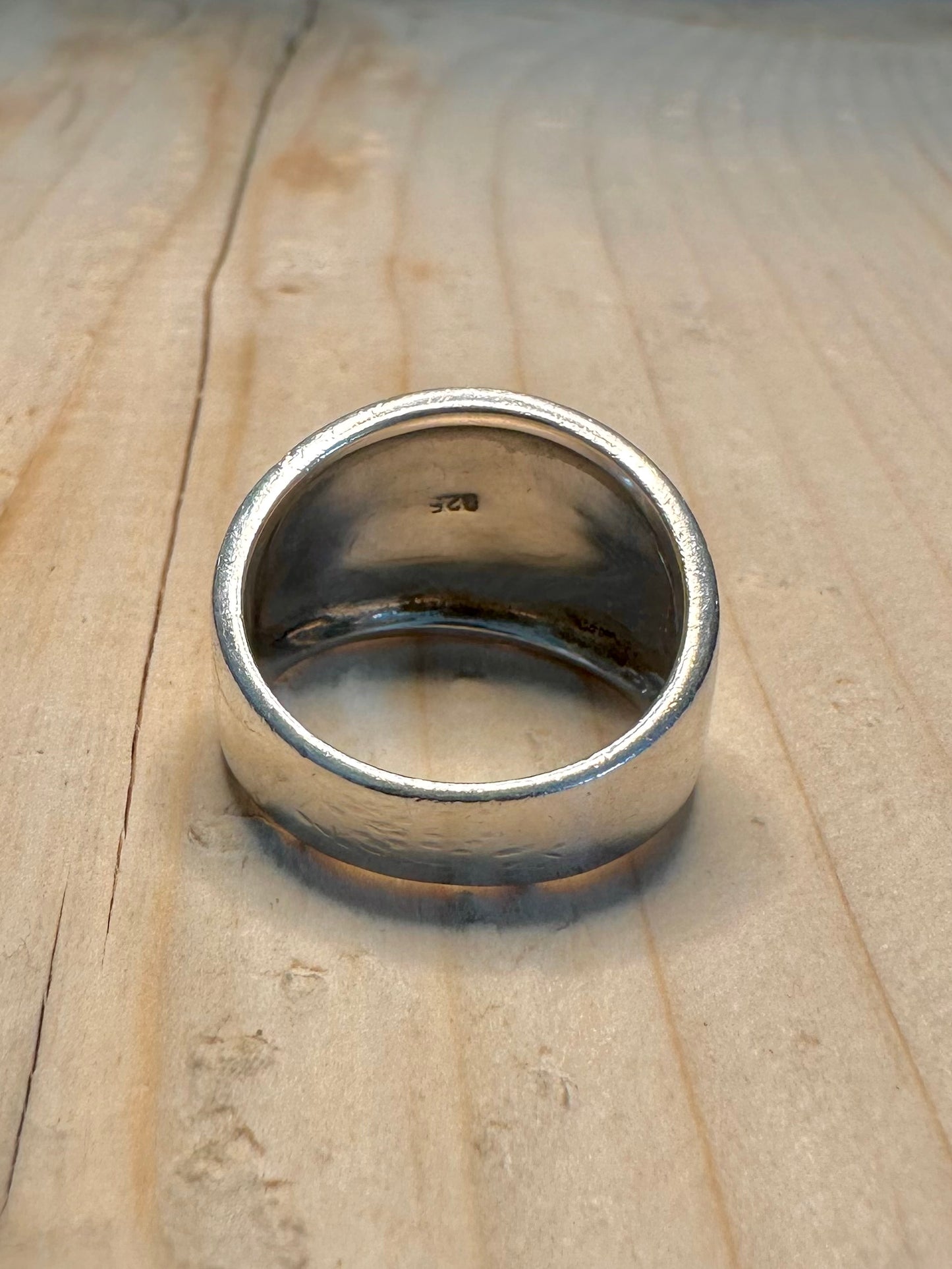 Wide Band 925 Sterling Silver Size R Ring