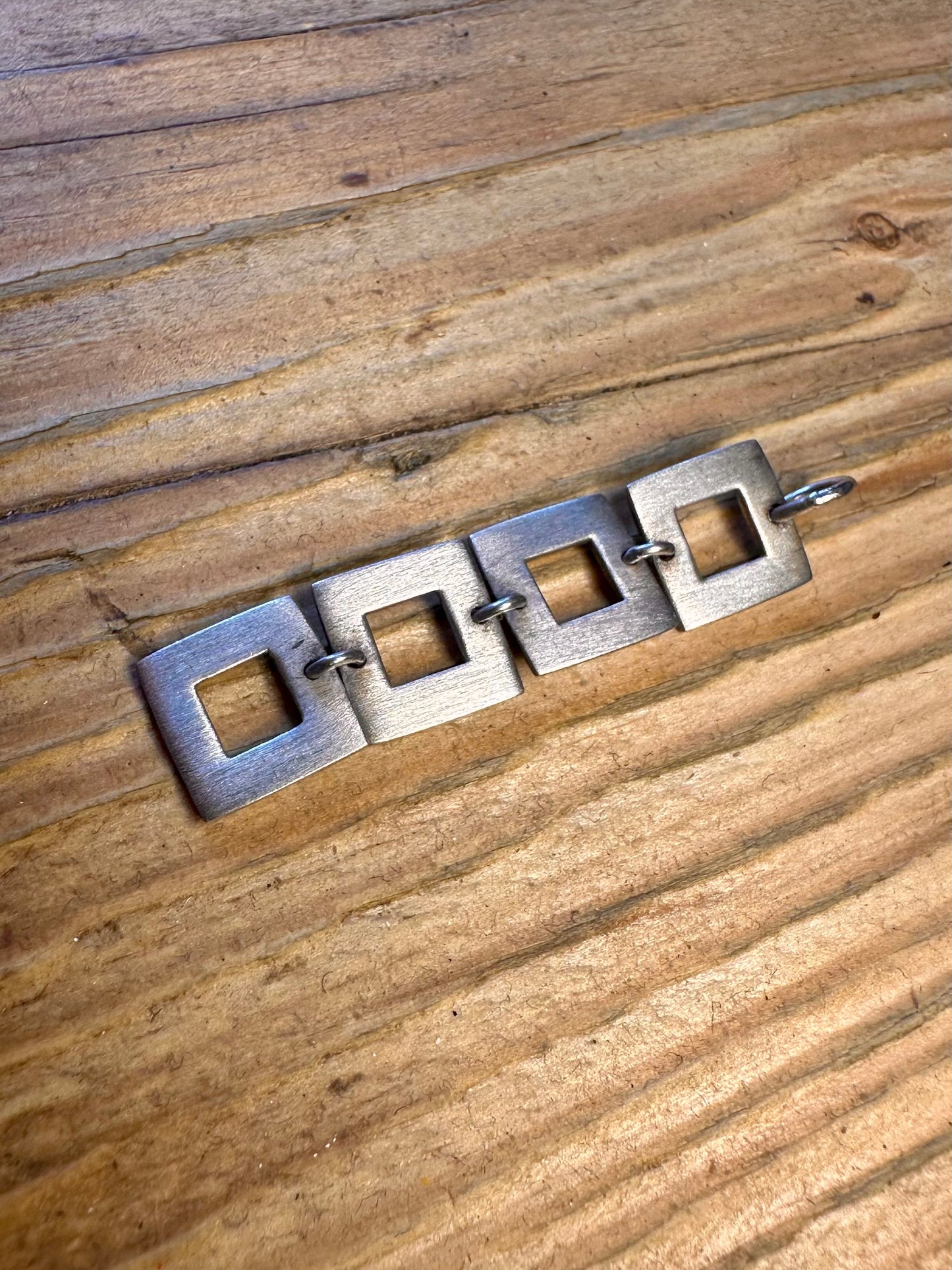 Modernist Four Square Dangle 925 Sterling Silver Pendant