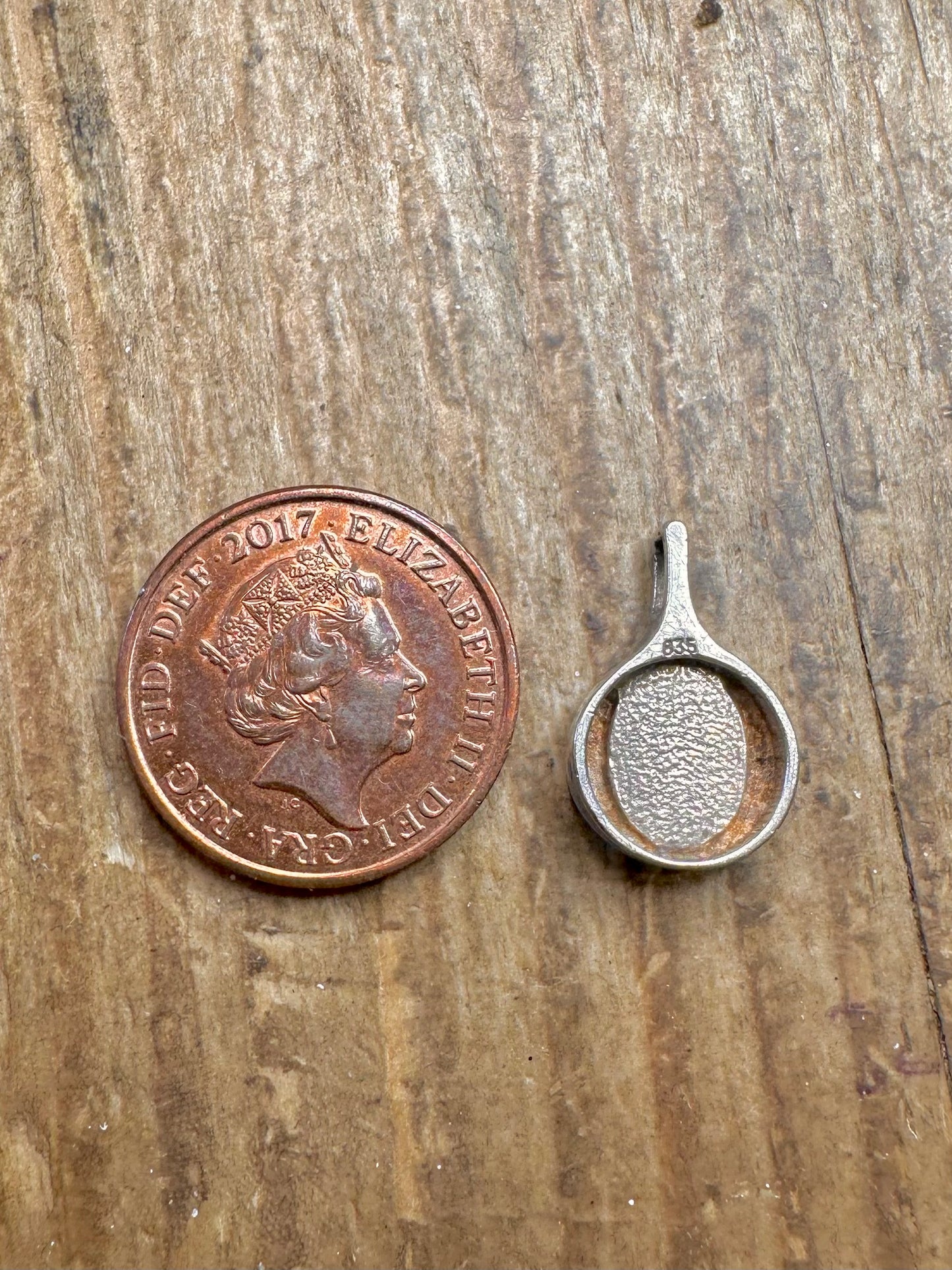 Modernist Orange Oval 835 Silver Pendant
