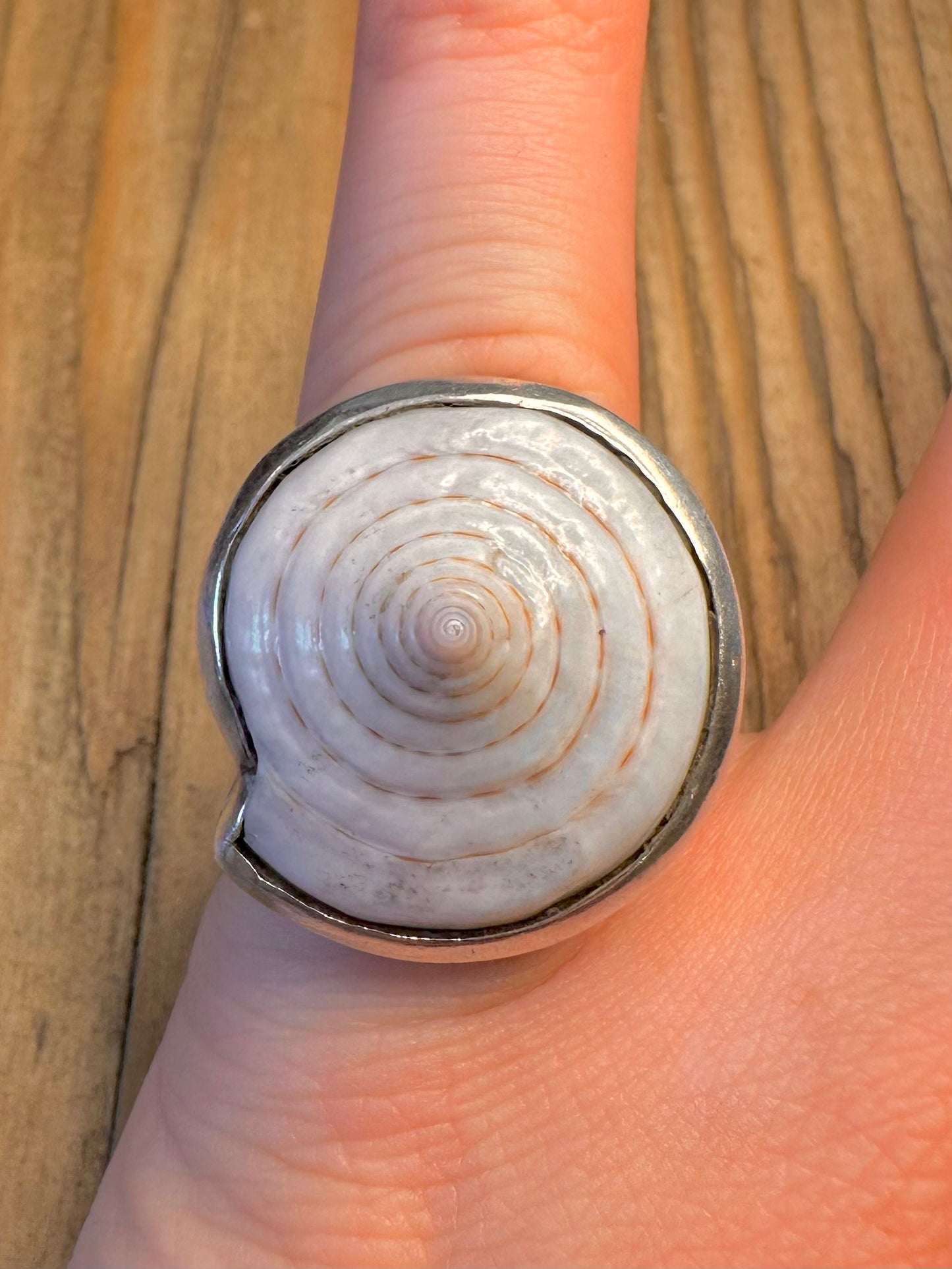 Shell Eye Shiva 925 Sterling Silver Size N Ring