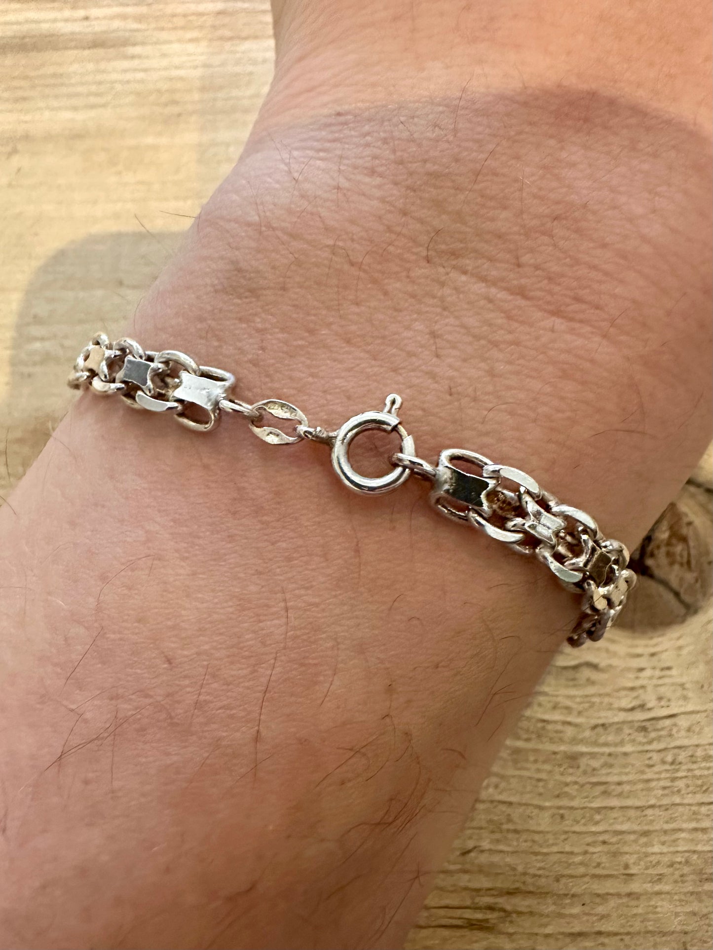 Vintage 1979 Unique Chain 925 Silver 7.2 inch Bracelet