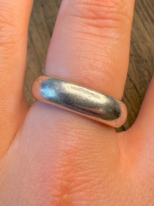 Square Rounded Heavy Band 925 Sterling Silver Size U Ring