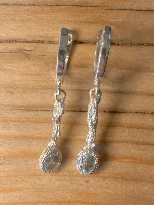 Abstract Organic Blue Stone 925 Silver Earrings