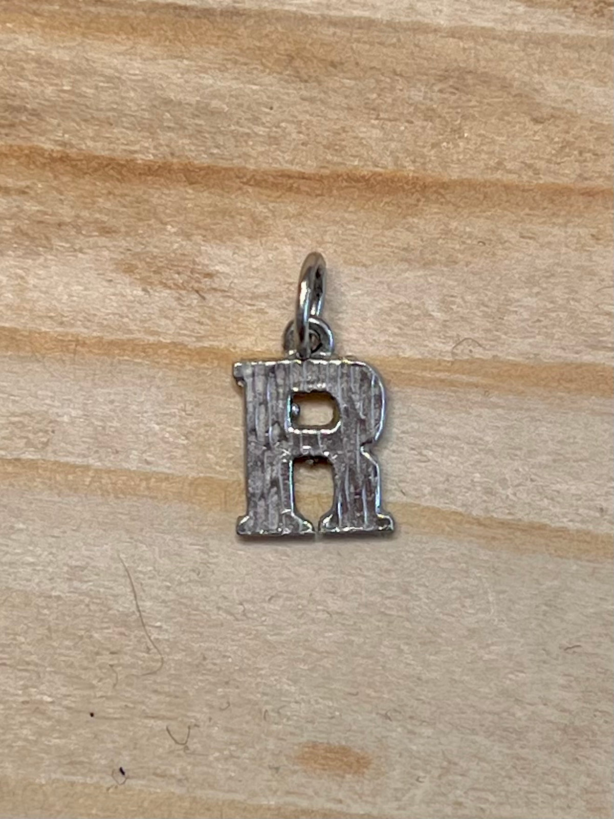 Small Textured R Shaped 925 Sterling Silver Pendant