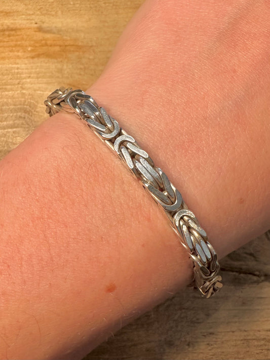 Vintage Byzantine Thick Italy 925 Silver 8 inch Bracelet