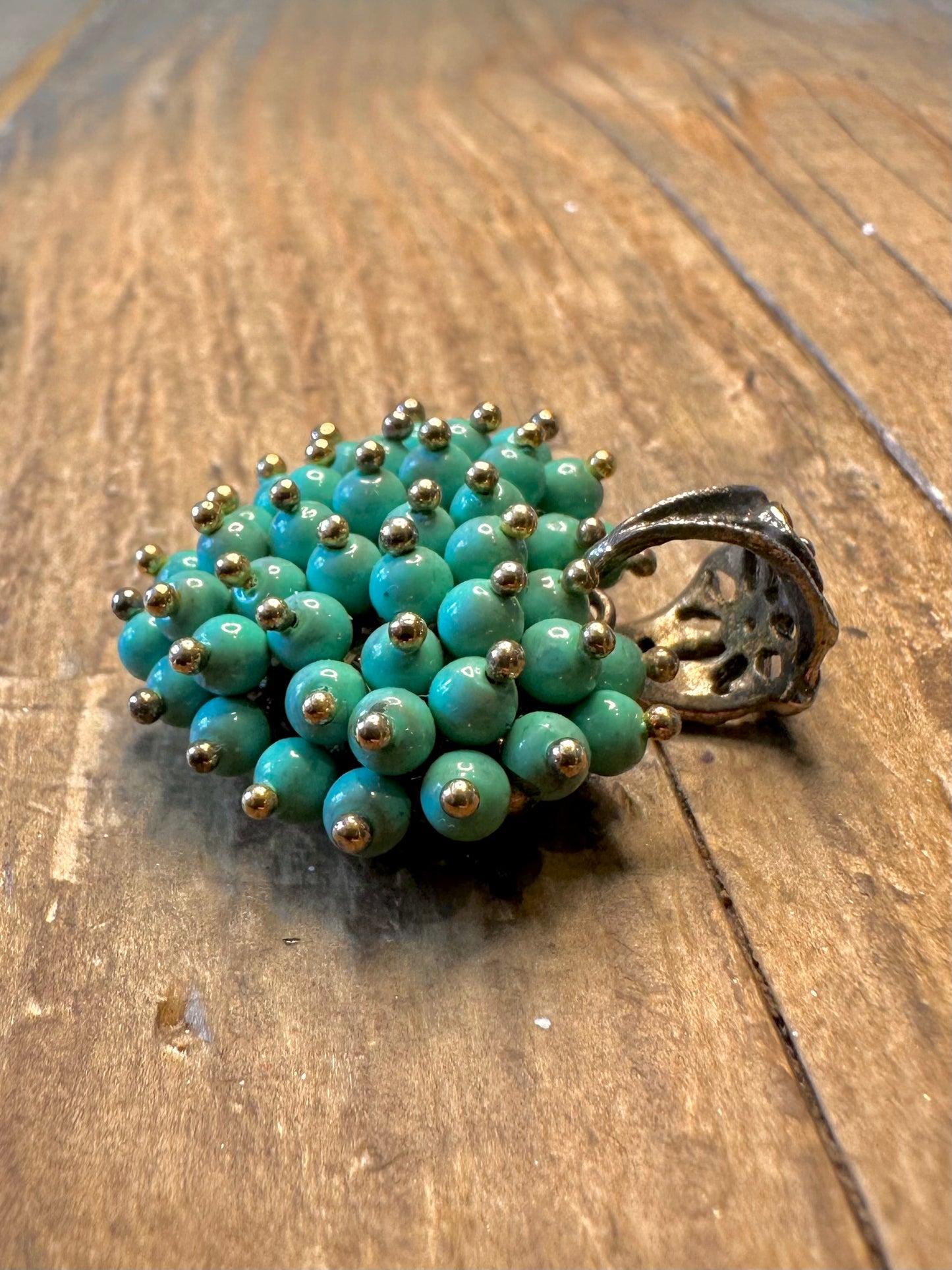 Turquoise Heart Shaped Flower Italy 925 Sterling Silver Pendant