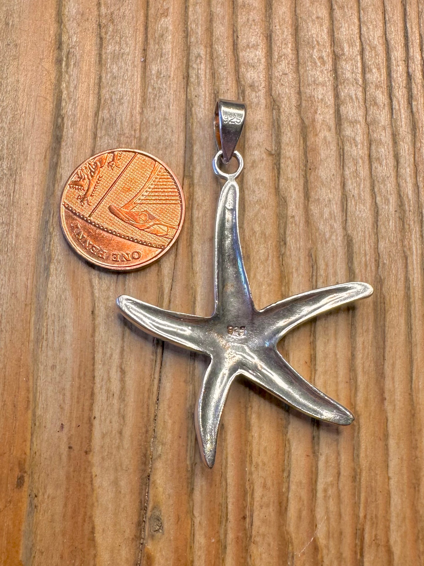 Blue Mother of Pearl Starfish 925 Sterling Silver Pendant