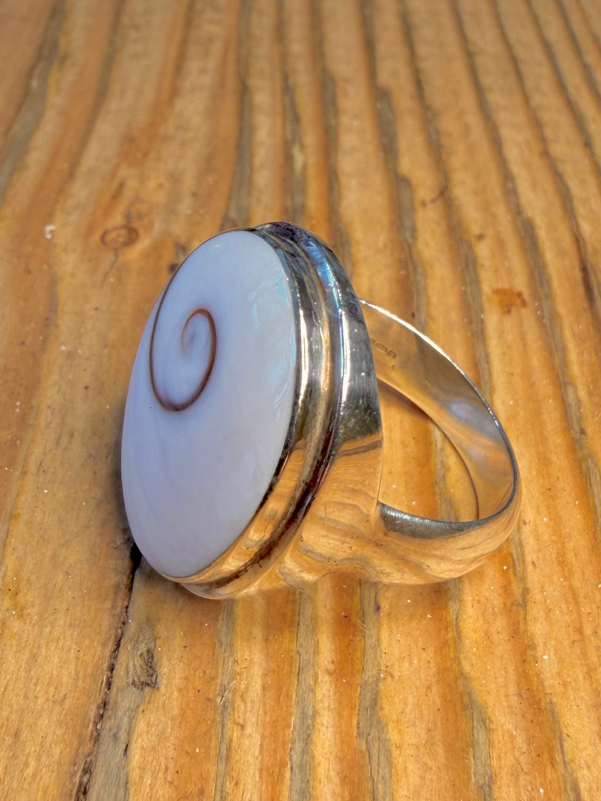Shiva Eye Shell 925 Sterling Silver Size R Ring