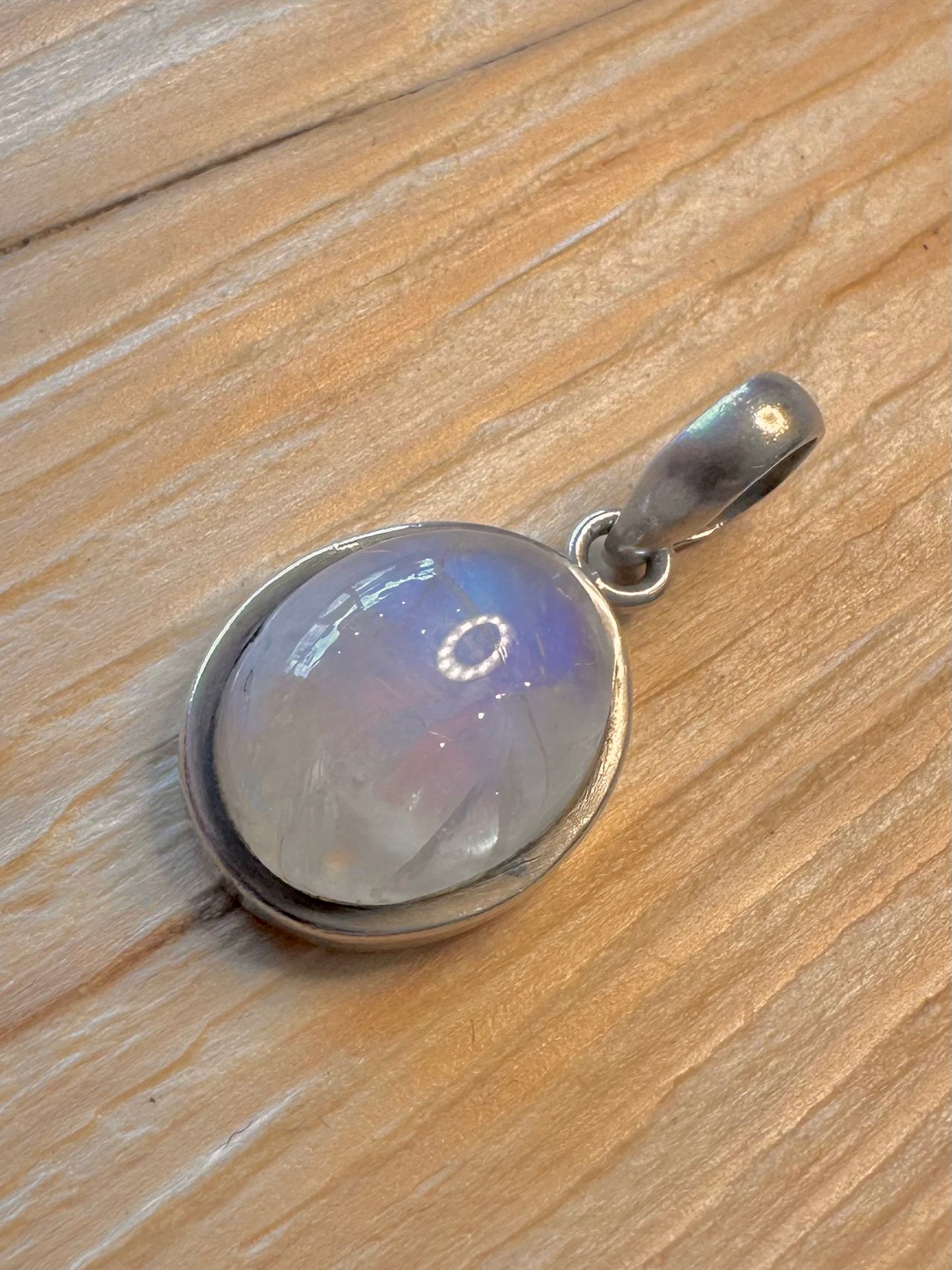 Vintage Moonstone Oval 925 Silver Pendant