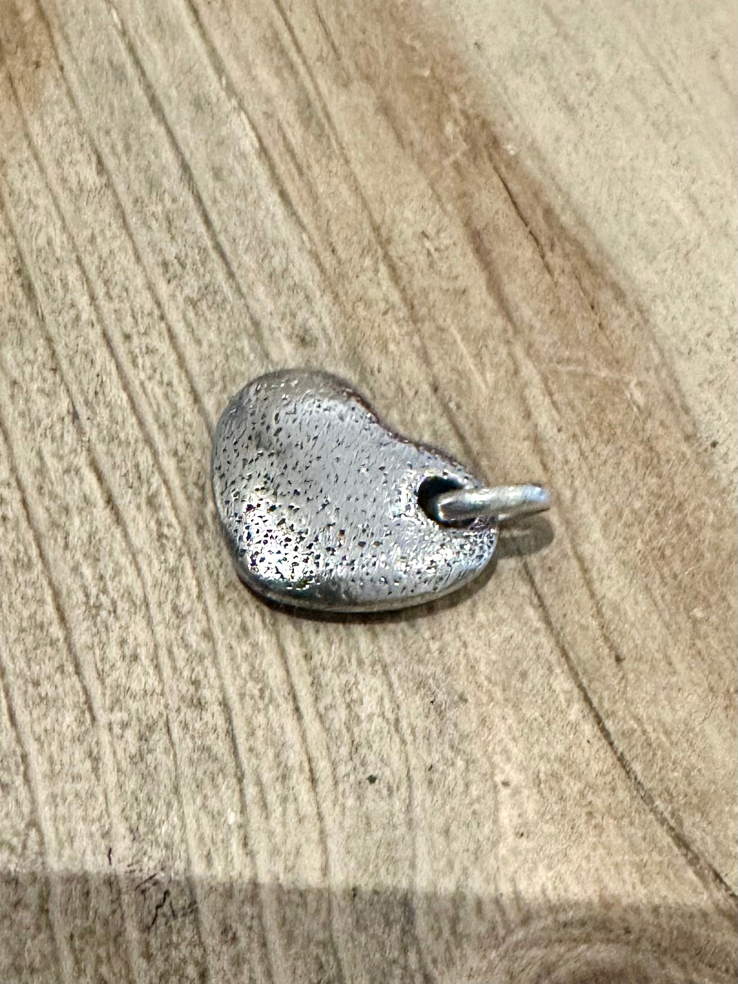 Abstract Textured Heart Solid 925 Silver Pendant