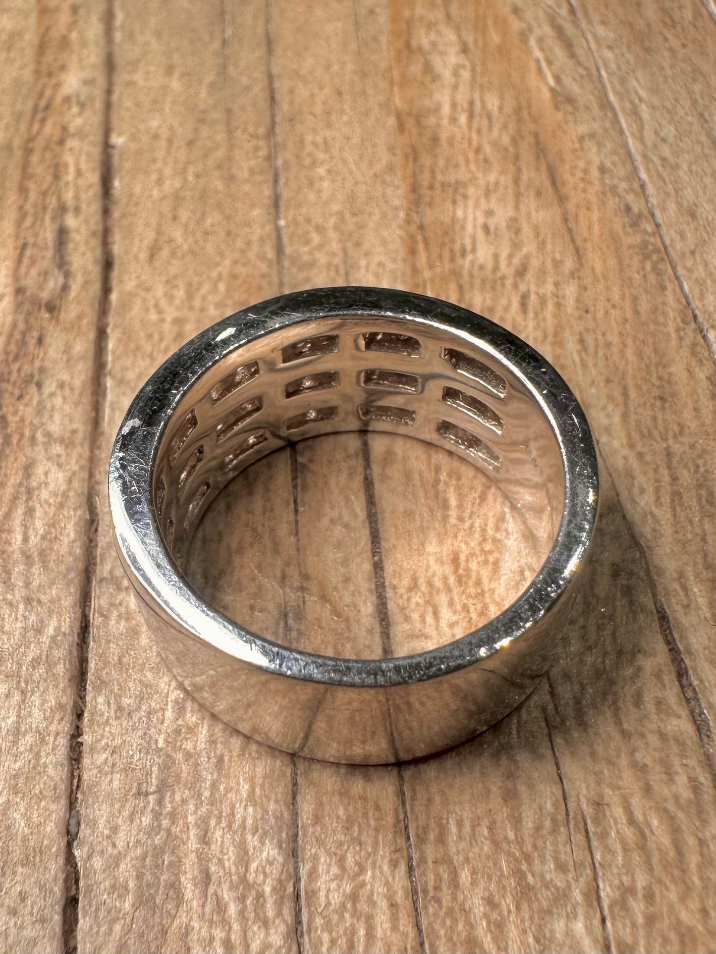 Modern Pink CZ Band 925 Sterling Silver Size Q1/2 Ring