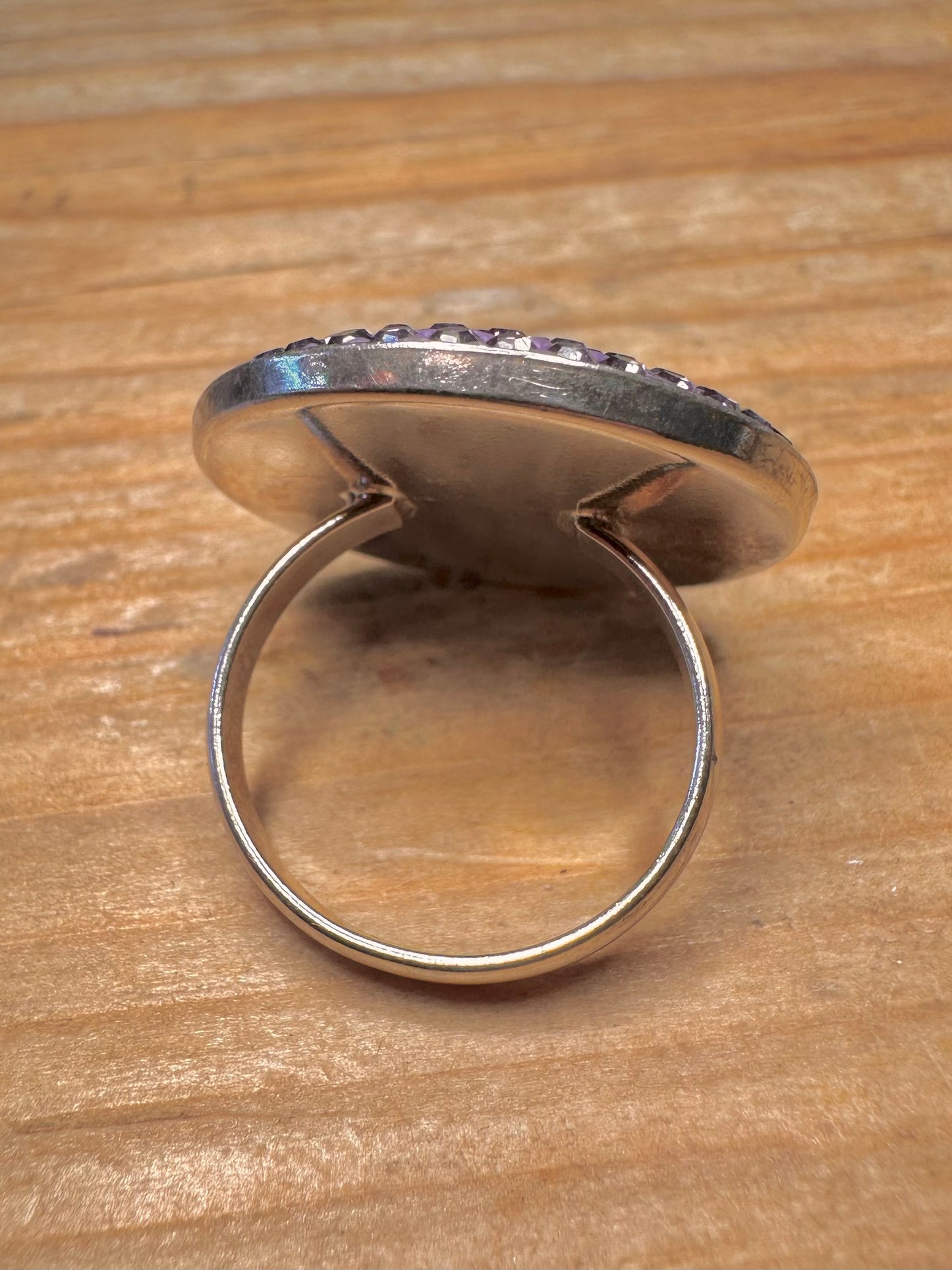 Modern Purple CZ Circle 925 Sterling Silver Size O1/2 Ring