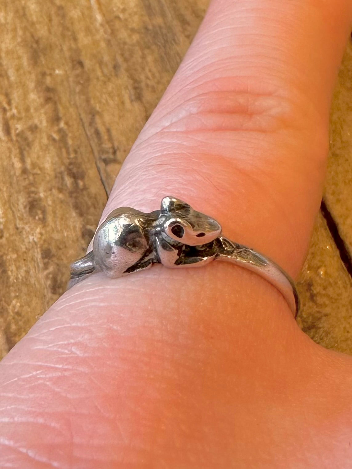 Small Mouse 925 Sterling Silver Size N Ring