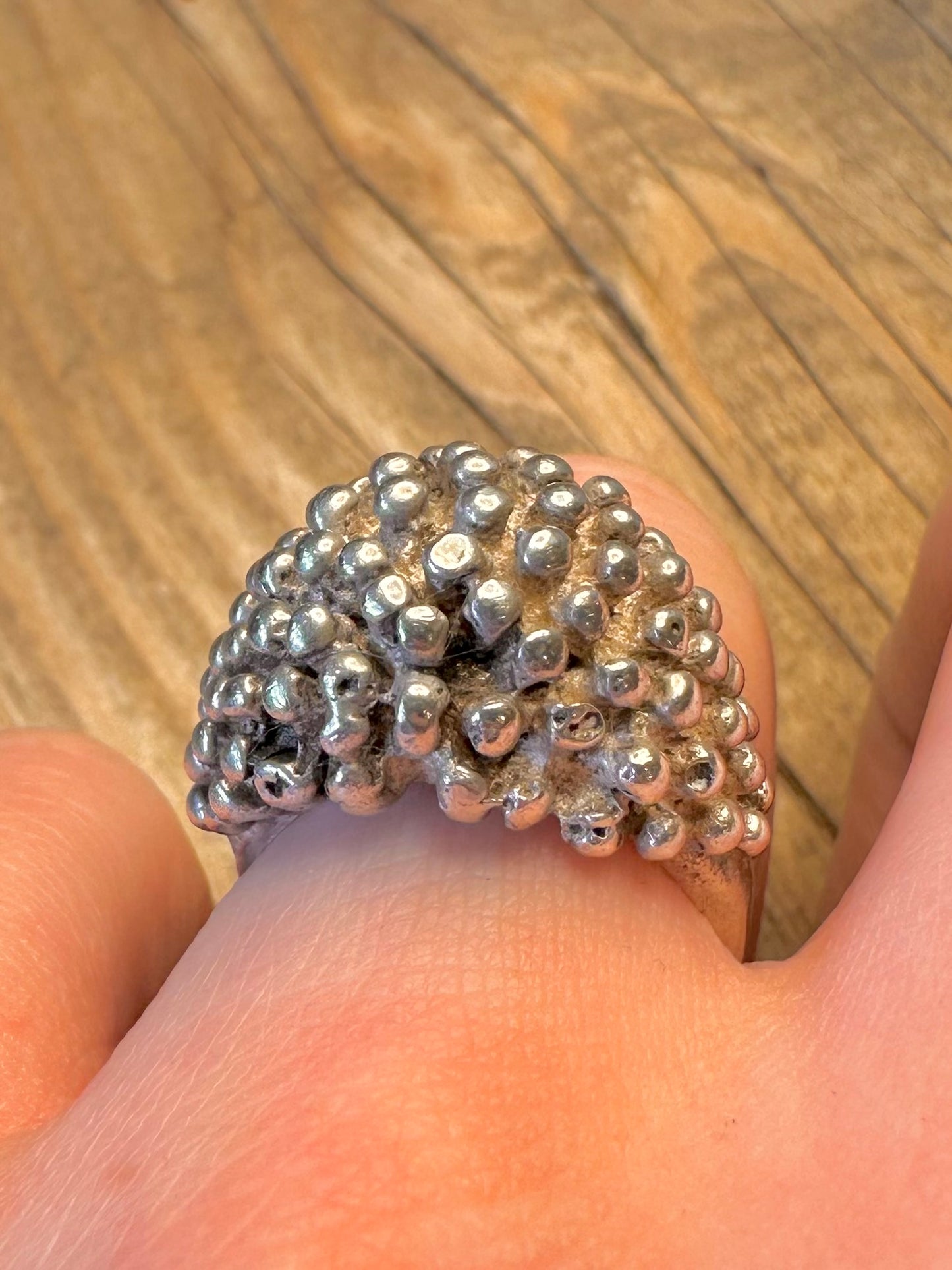 Abstract Bubble Dome 925 Sterling Silver Size O1/2 Ring