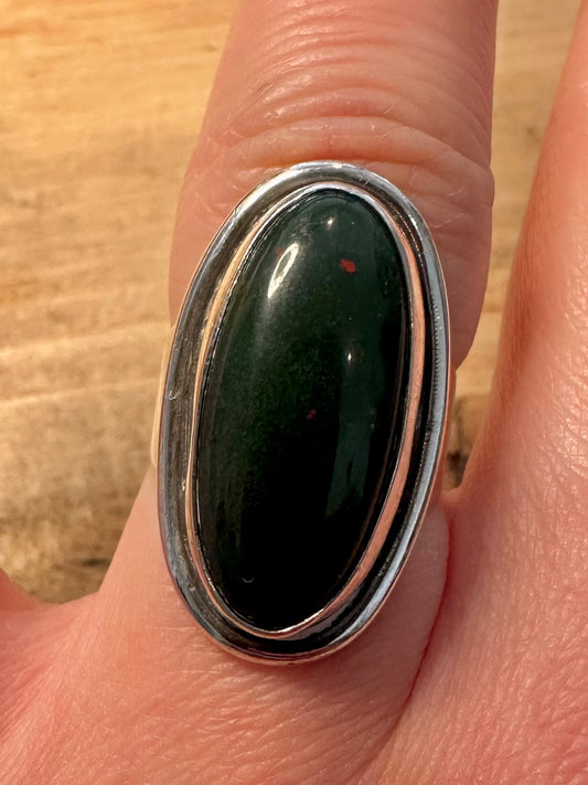 Vintage Denmark Carl Ove Frydensberg Bloodstone 925 Silver Size O Ring