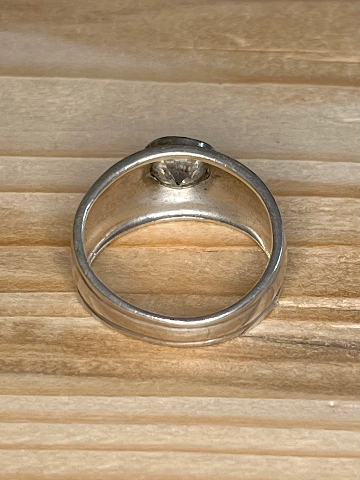 Cubic Zirconia Thick Band 925 Sterling Silver Size P Ring