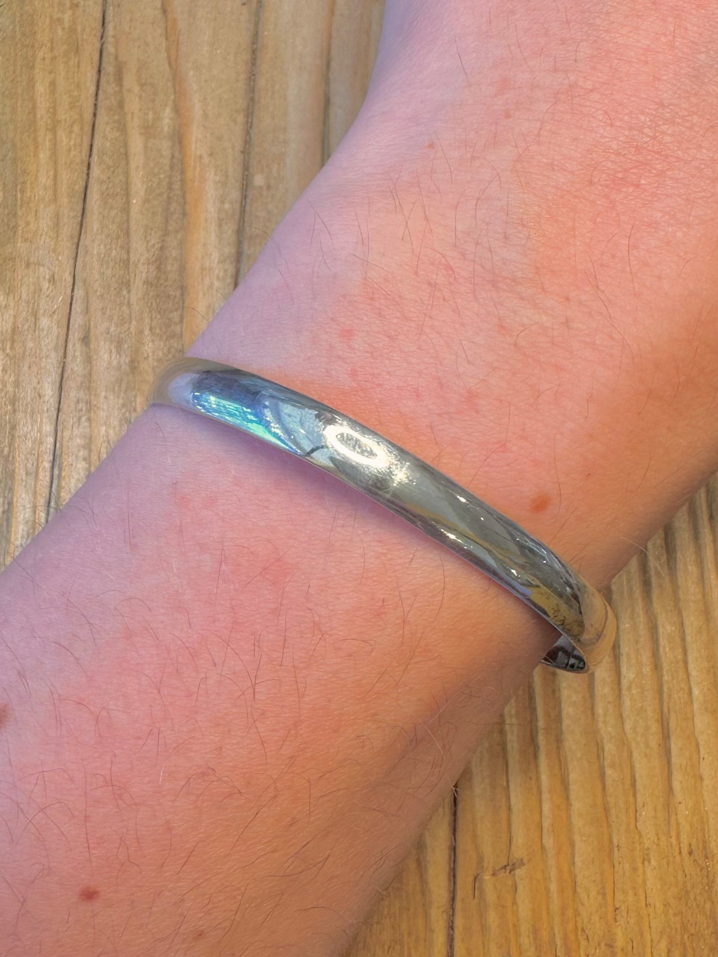 Two Moonstone Swirl Front Clasp 925 Sterling Silver Bangle