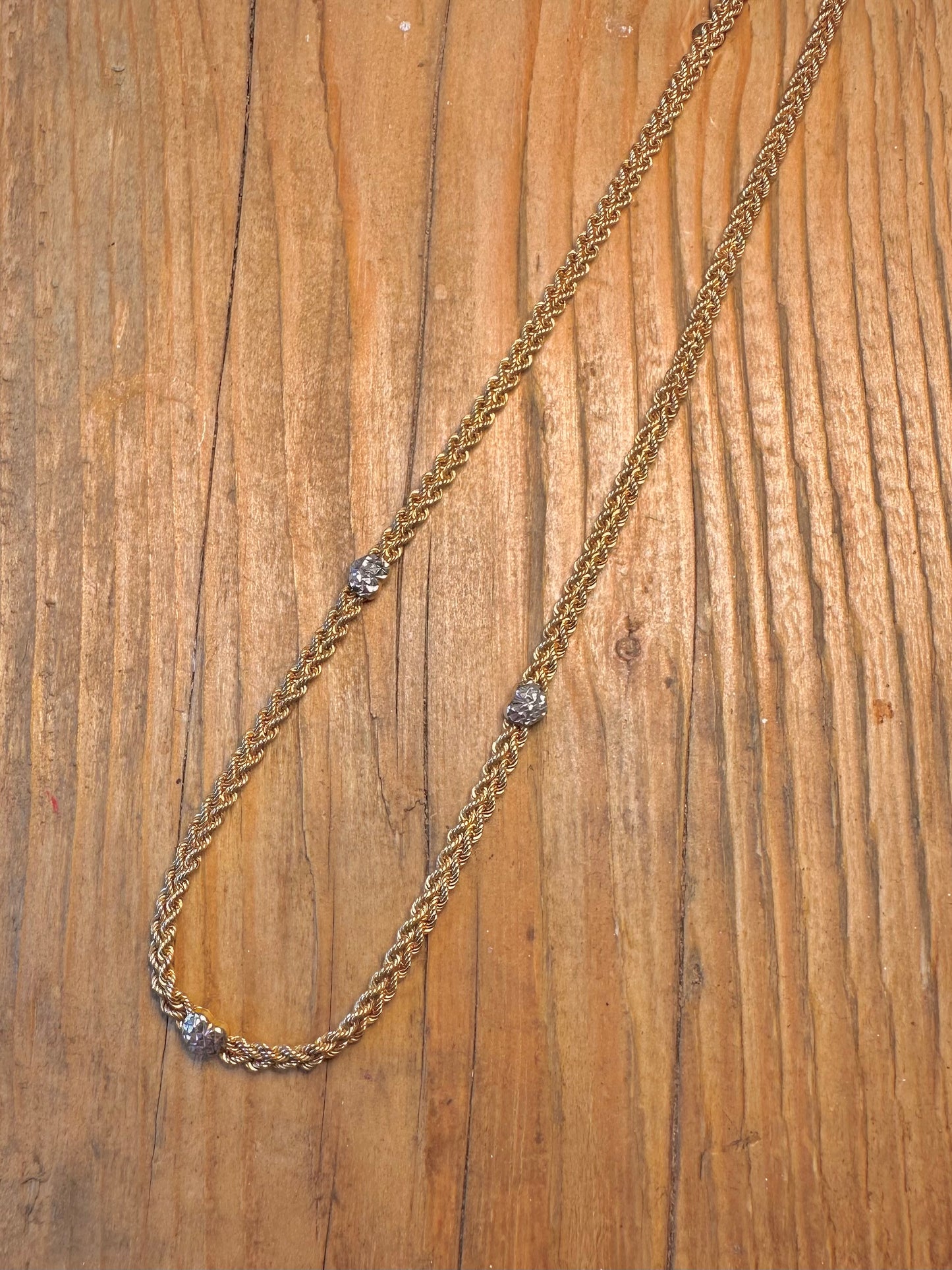 Double Rope Chain 9ct Gold Bonded 925 Sterling Silver 19 inch Necklace