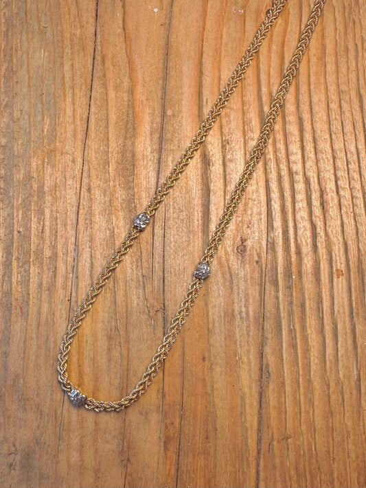 Double Rope Chain 9ct Gold Bonded 925 Sterling Silver 19 inch Necklace