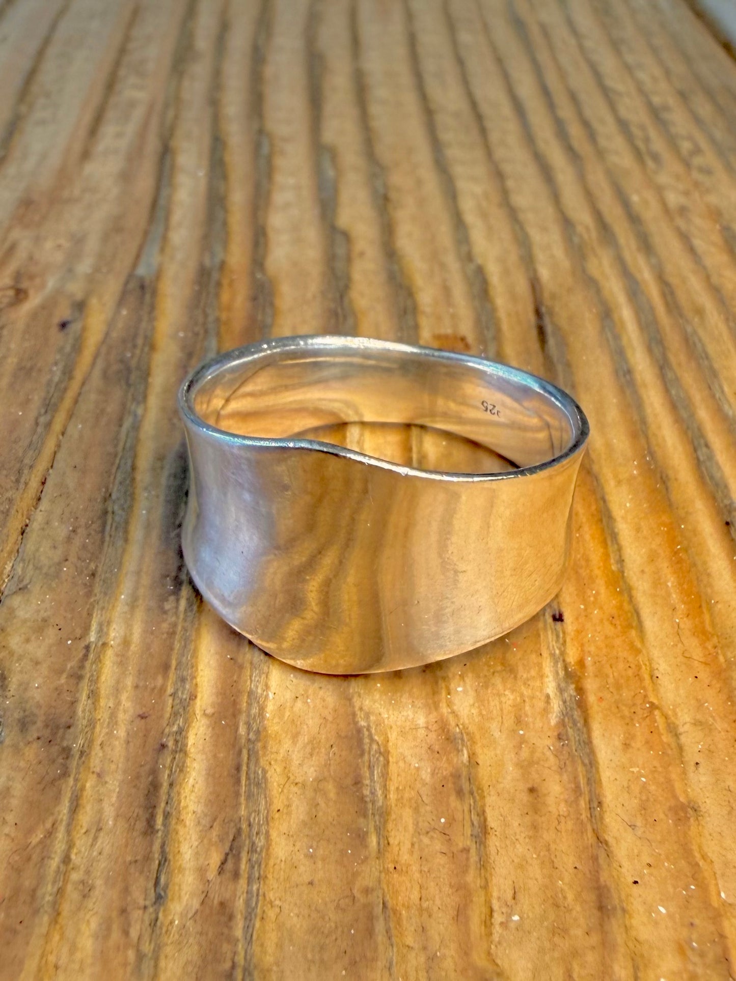 Abstract Curved Band 925 Sterling Silver Size U Ring