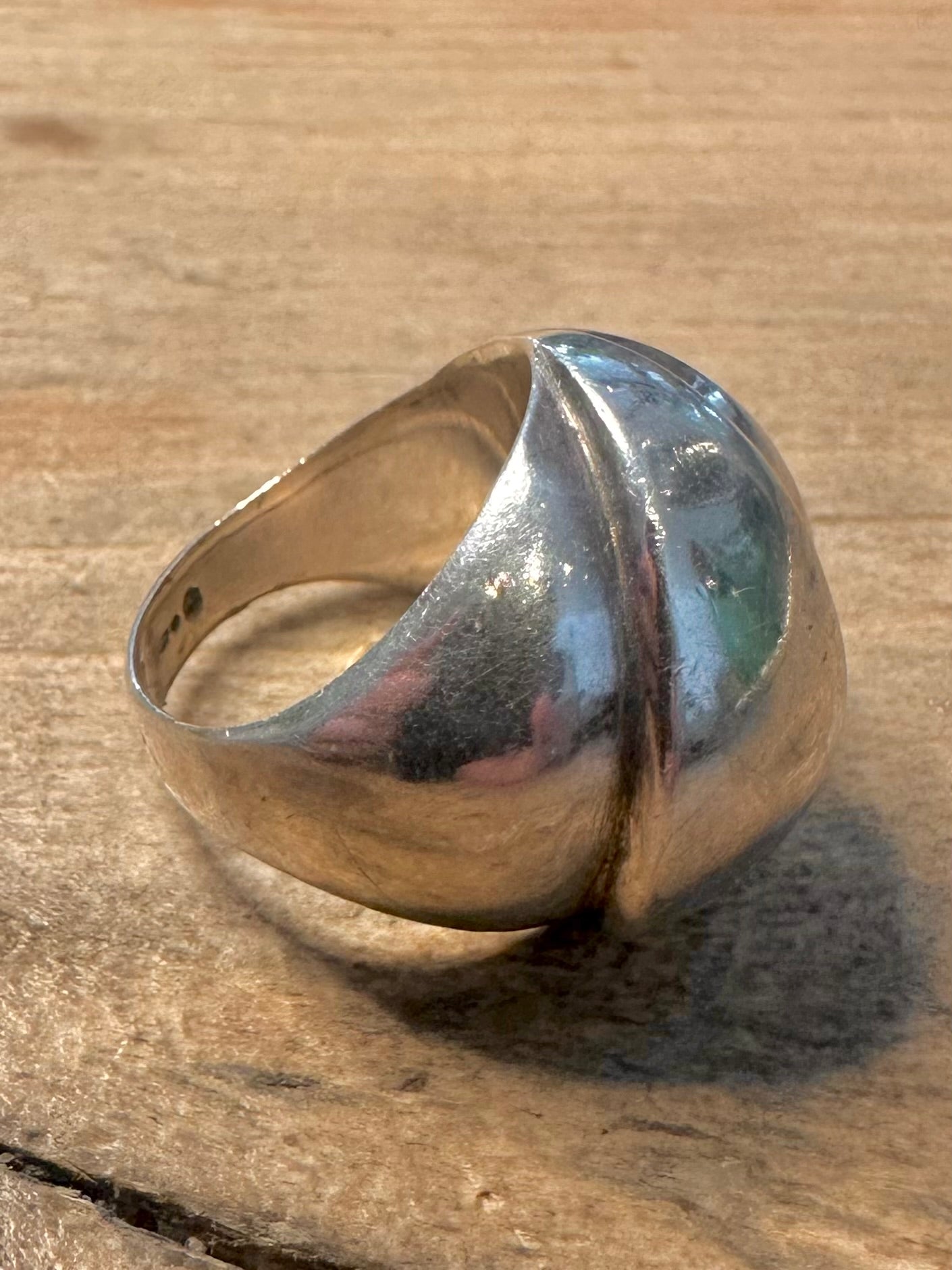 Abstract Chunky Dome 925 Silver Size N Ring