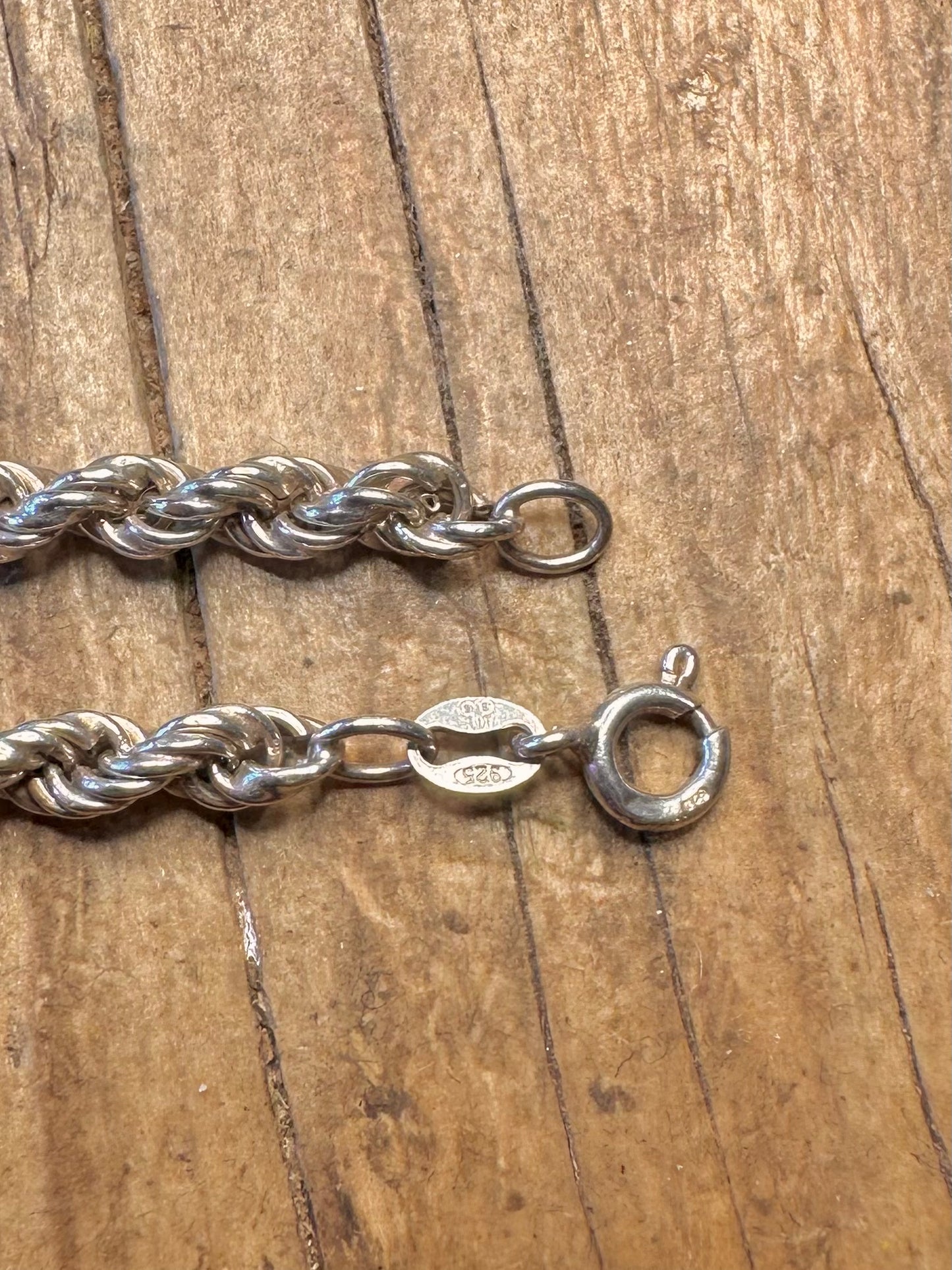 Rope Chain 925 Sterling Silver 7.5 inch Bracelet