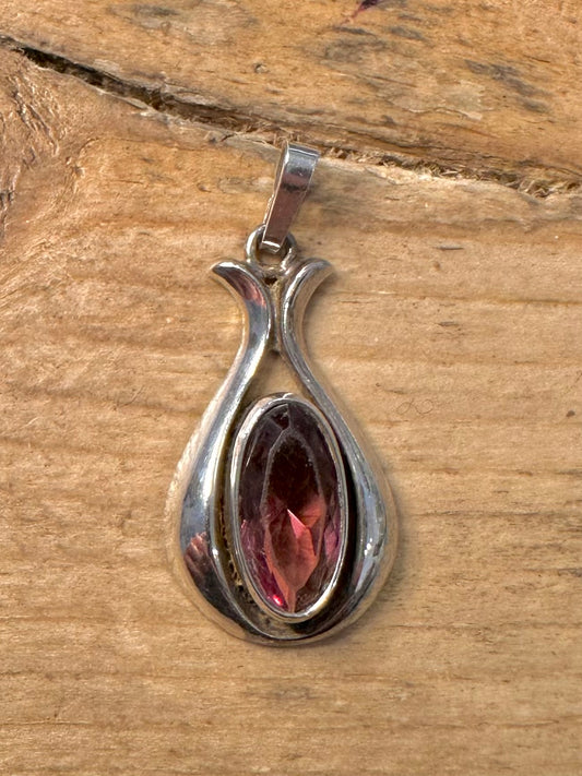 Vintage Purple Stone 925 Silver Pendant