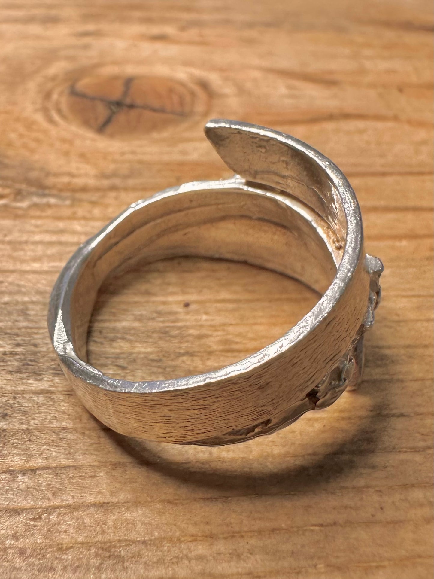 Handmade Textured Overlapping 925 Silver Size W Ring